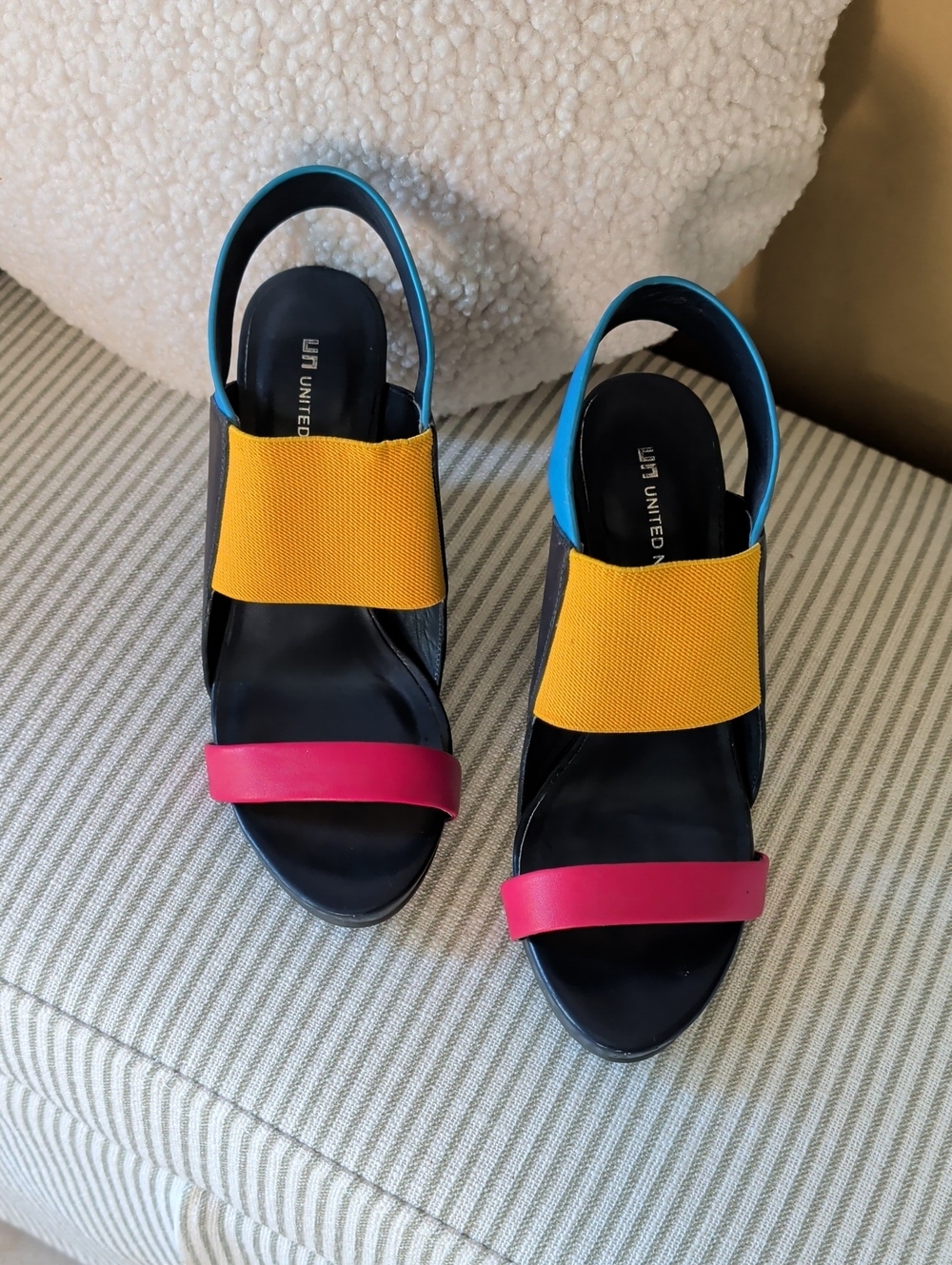 United Nude Colorblock Slingback Sandals in Yellow, Pink & Blue